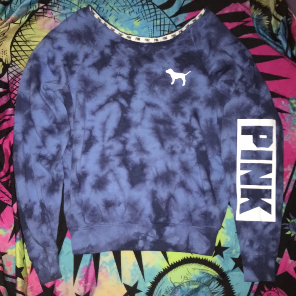 PINK slouchy crew sweater XS